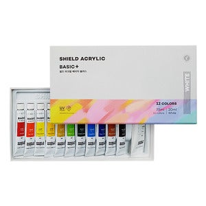 쉴드 베이직 플러스 아크릴물감 7.5ml 12색 세트