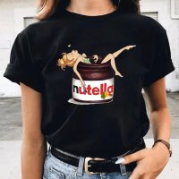 여성고급티셔츠 Nutella Kawaii 인쇄 여성 T 셔츠 소녀 90s 하라주쿠 Ullzang T셔츠 스타일 탑 티 여성