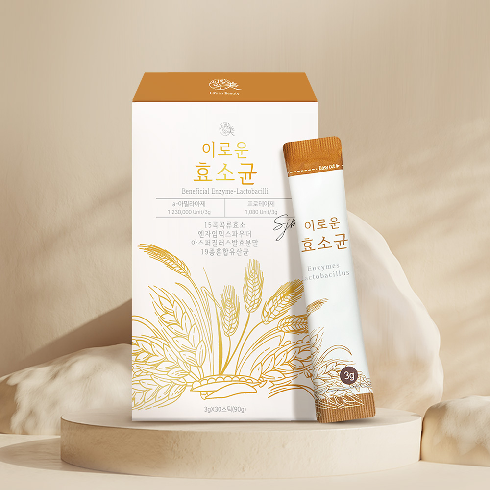 이로운 효소 곡물효소 효소균 <b>소화</b> 발효분말 유산균 3개월분 90포  90g  3개