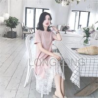 임부 원피스 서양기 임부 원피스 중 롱 레이스 박시 여름 스커트 순54634