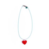 RED HEART SKYBLUE BEADS NECKLACE 87