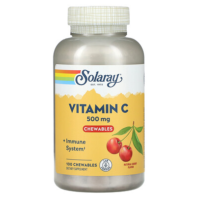 소라레이 Solaray 비타민<b>C 츄어블</b>, 천연 체리, <b>500mg</b>, <b>츄어블</b> 100정