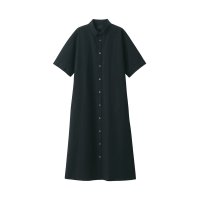 MUJI 일본 무인양품 반소매 유기농 코튼 셔츠 롱 박시 원피스
