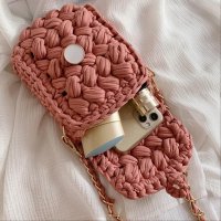 뜨개질 코바늘 가방 만들기 세트 시크 모던타임즈 2코바늘폰가방-핑크