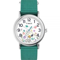 타이맥스 Timex X Peanuts in Bloom 여성용 위켄드 시계 - 그린 스트랩