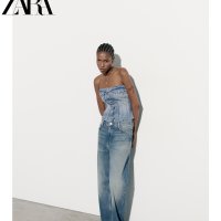 ZARA 자라 오프 숄더 데님 탑 8197 110