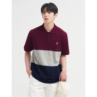 빈폴 22FW 와인 컬러 블록 반소매 칼라 티셔츠 BC2642A12Z