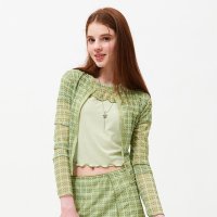 키르시 스몰 체리 시스루 패턴 가디건 라임 SMALL CHERRY SEE THROUGH PATTERN CARDIGAN LIME KKRMCCD511ML