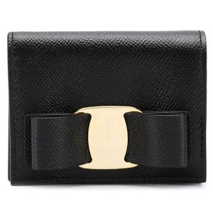 페라가모 바라 동전 지갑 블랙 22 D515 0725300 금장 보우 코인 반지갑