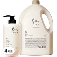 살림백서 라이스 앤 허브 주방세제 스위트허브향 본품 750ml + 리필 4L 세트  4세트