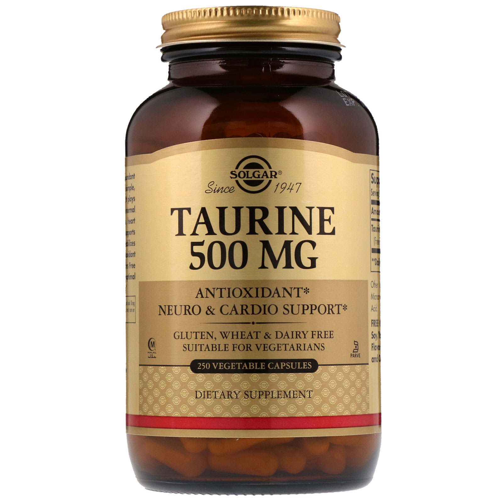 솔가 <b>타우린 500mg</b> 베지터블 캡슐 글루텐 프리 비건  250정  1개