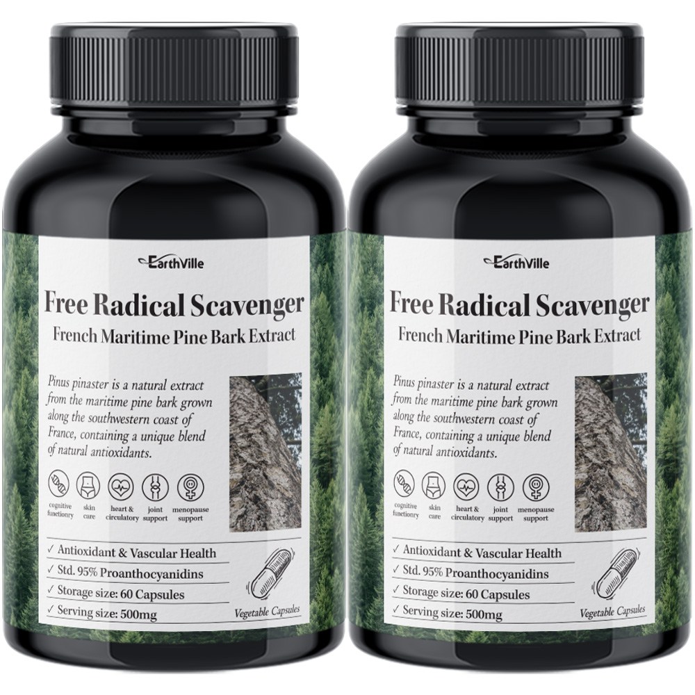 어스빌 <b>프랑스해안송</b>소나무껍질 추출물 500mg 프로안토시아니딘 폴리페놀 베지캡슐  60정  2개