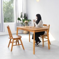 라로퍼니처 알토 1250 고무나무 원목 4인 회전의자 식탁 세트 4인용 테이블  식탁+의자2