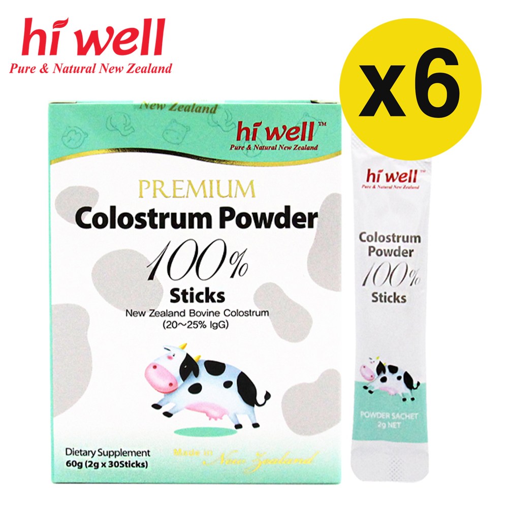 [헬스뱅크] 뉴질랜드 하이웰 <b>프리미엄 초유 파우더 100</b>% 60g (2g x 30 <b>스틱</b>)  6개  1개당 60g / 2g x 30 <b>스틱</b>