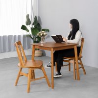 라로퍼니처 알토 750 고무나무 원목 2인 회전 의자 식탁 세트 2인용 테이블  식탁+의자2