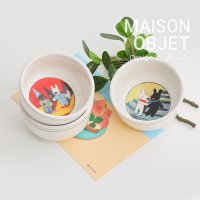 가스파드와 리사 도자기 소스볼 4P  학예회+고양이와리사+계단+아기고양이