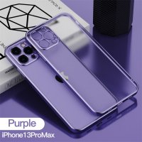 전기도금 테두리 투명 iPhone 케이스  Purple  iphone12