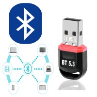 5.3 무선 USB 동글이 PC 블루투스 동글 컴퓨터 데스크탑 스피커 이어폰 수신기  레드