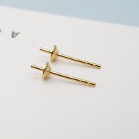 14k 골드필드 반홀 진주 침 펜싱 포스트 귀걸이 DIY 부자재 재료  2.5mm 1쌍