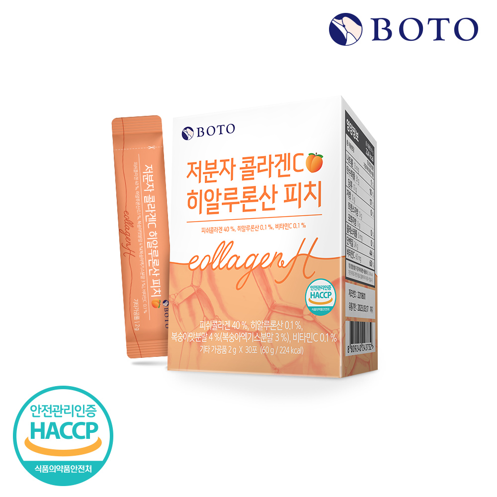 보뚜 <b>저분자 콜라겐C 히알루론산 피치</b> 30p  60g  10개