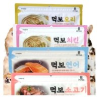 먹보 치킨 오리 연어 소고기 애견 간식 300g X 4개  연어치킨대구슬라이스