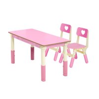하이스위티 아동유아용 높이조절 2인세트(책상+1-의자+2) 아동용 책상의자  핑크