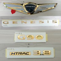 제네시스 G90 엠블럼 (금장 골드 엠블럼 24k 금도금 타입)  글씨 (3.8 HTRAC)