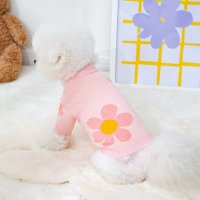 강아지 옷 애완견 옷 포차코 연명 귀여운 스웨터 강아지 봄소견 테디펫  핑크 꽃  xs (권장 무게 1-3)