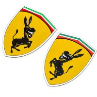 페라리엠블럼 호환 알루미늄 동키 코브라 로고 자동차 창문 바디 스티커 포드 포커스 피에스타 레인저용 금속 배지 액세서리 1 쌍  For Ferrari donkey
