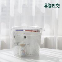 다용도 플라스틱 원형통 투명 식재료 보관통 2QT