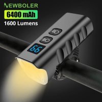 NEWBOLER 6400mAh 자전거 라이트 USB 충전식 1600 루멘 5V 2A 방수 4 LED 헤드 전원 액세서리