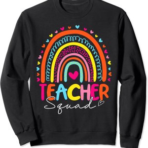 학교로 돌아 가기 귀여운 교사 분대 무지개 학생 교사 스웨트 셔츠