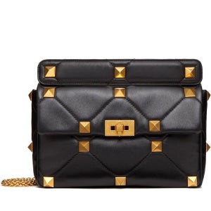 발렌티노 로만 스터드 라지 레더 토트 체인 숄더백 블랙 WW2B0I60BSF WW2B0I60 BSF