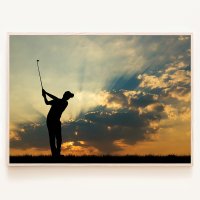 노을진 하늘의 프로 골퍼 아름다운 풍경 사진 Golf 액자 20 소나무 03 A3