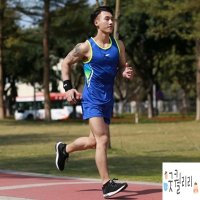 마라톤복 조깅복 런닝복 운동복 육상복 세트 남녀 속건 운동 경기 훈련 나시  30  M  블루(남성)