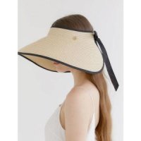 Halden 와이드 ribbon 로고 pendant raffia sun visor C010