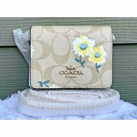 코치 Coach Mini Wallet On A Chain in Signature Canvas With Daisy Print 150 C3050