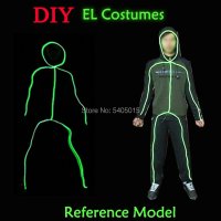 무용복상의 EL 와이어 퍼포먼스 댄스 슈트 의류 야광 의상 DIY 장식 가벼운 유니섹스