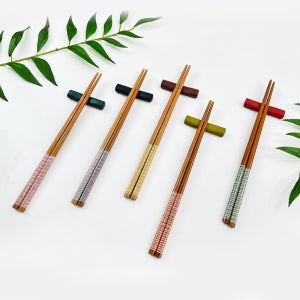 설렘하우스 천연목 옻칠 나무젓가락 스트라이프 5p