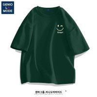 Semir Group GENIOLAMODE 심플 스마일 반팔 남성면 여름 남성 느슨한 녹색 티셔츠 남성