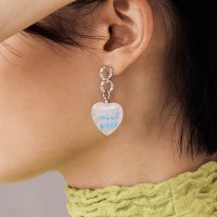 [네프피스] MILKY QUARTZ HEART UNBALANCED EARRINGS