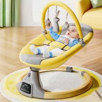 아기 흔들 의자 침대 전동 신생아 바운서 각도조절-오렌지 식판셋트
