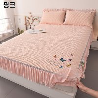 라지킹 슈퍼킹 KK 프릴 레이스 베드 치마 숏 침대 스커트 매트리스 커버 여름 냉감 카바 150 x 200 cm