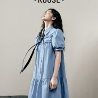 쿠오세 Kuose 23 여름 하늘색 원피스 여성용-스카이