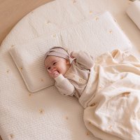 [비비엔다] [비비엔다] 순수 아이싱 듀얼 양면 신생아 아기 와이드베개 3종세트-자수(커버+경추솜베개+매쉬베개)