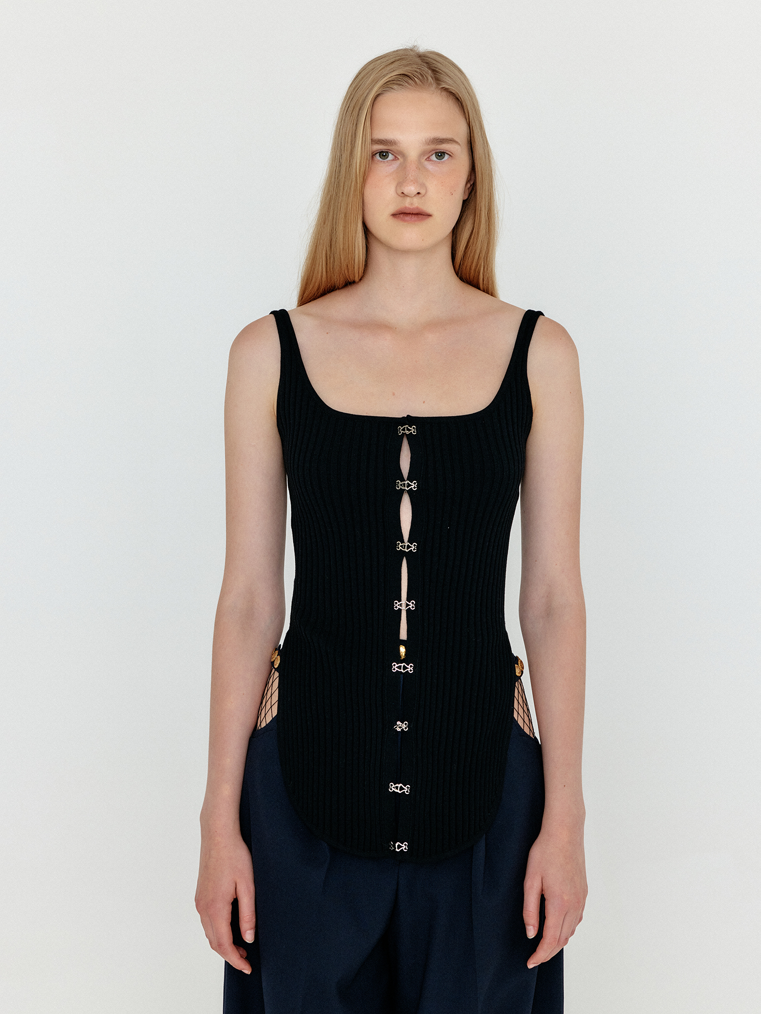 WESLE Bustier Knit Top - Black