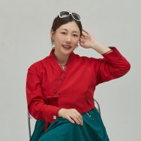 리슬 큰 노방겹 저고리 레드 여자 빅사이즈 생활한복, 리슬