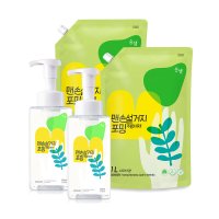 애경산업 순샘 맨손설거지 포밍 주방세제 500ml 용기 2개 + 1L 리필 2개 시트러스향