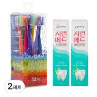 바른생활 월간칫솔 초극세모 12p + 시린메드 치약 100g x 2p  2세트