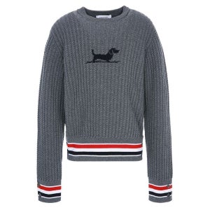 톰브라운 케이블 그루넥 풀오버 그레이 KKA008A Y1002 035 삼선 메리노 울 니트 4A 49980794